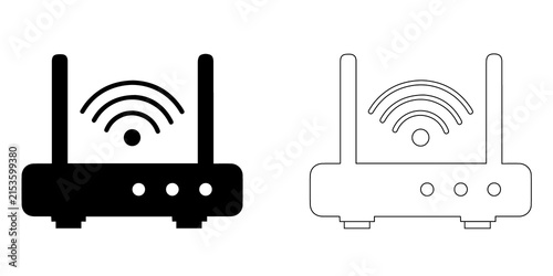 Obraz na plátně Modern wireless router vector icon illustration with antennas and wifi signal waves