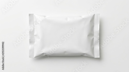 Blank white plastic pouch mockup for wet wipes or food