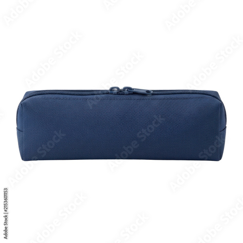 Fotografie Blue fabric pencil case on transparent background