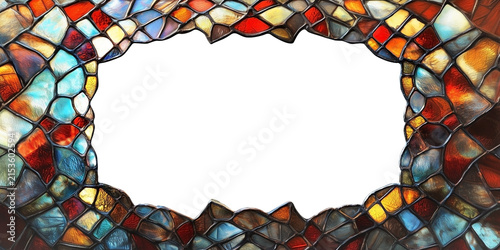 Colorful crystal glass with copy space, multicolor polygon background (with clipping path)