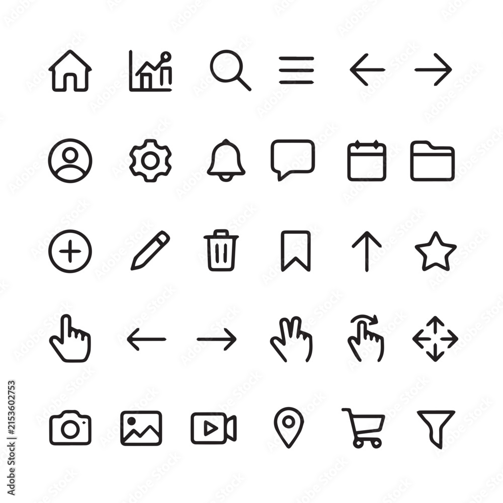 Fototapeta premium Professional user experience and navigation web icon set with interface