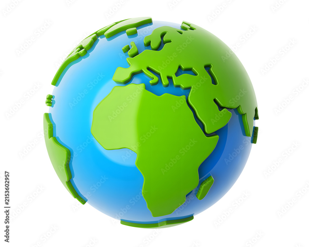 Fototapeta premium 3D Green Earth Globe Isolated