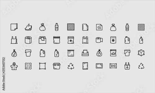 Bild auf Leinwand Low density polyethylene flat line icons