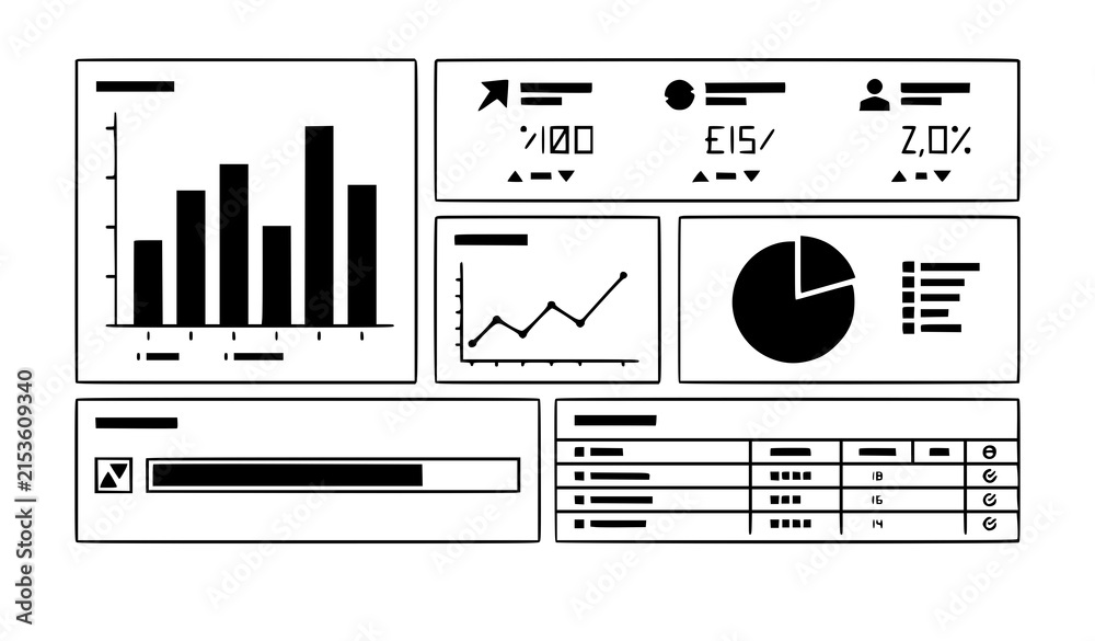 Fototapeta premium Professional business dashboard interface featuring performance metrics and analytics dashboard interface business analytics statistics