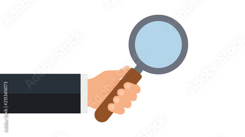 Hand Holding Magnifying Glass for Search and Research Concept Illustration Isolated on PNG Background.