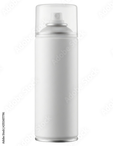 Blank matte white aerosol spray can mockup isolated on a transparent background