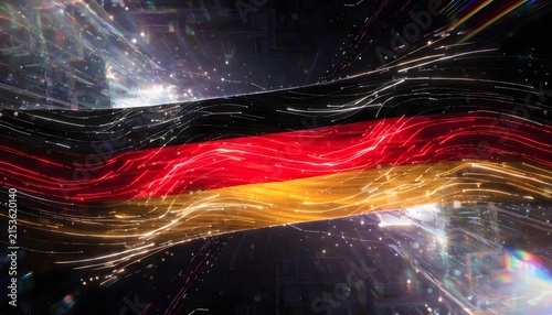 Abstract flag germany with glowing particles.