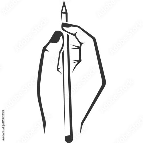 Hand Holding Pencil Drawing Illustration