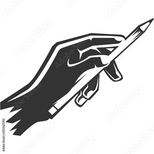 Hand Holding Pencil Drawing Illustration