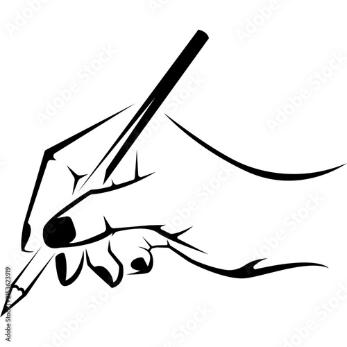 Hand Holding Pencil Drawing Illustration
