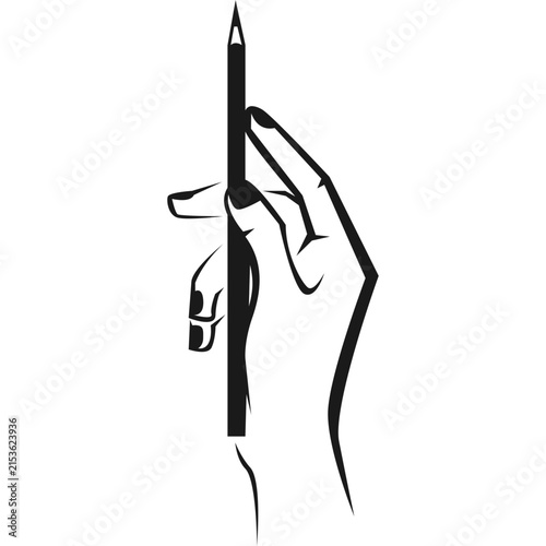 Hand Holding Pencil Drawing Illustration