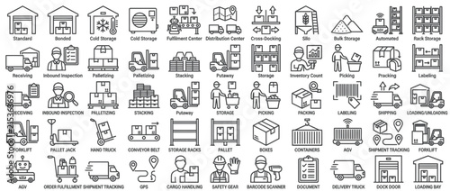 Logistics Icons Set Warehouse Delivery Storage Shipping