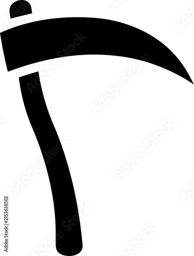 Cuadro en lienzo Black scythe icon for farming and harvest isolated on transparent background
