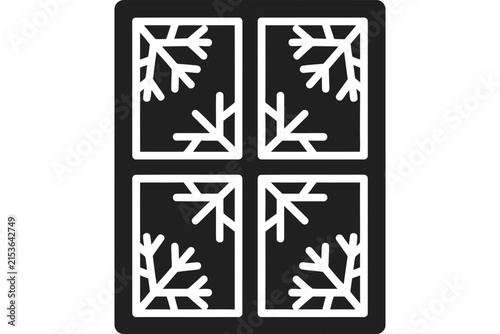 Winter Window Icon with Snowflake Patterns Design.