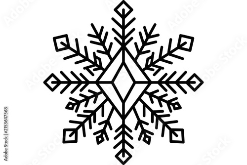 Minimalist snowflake icon with diamond center geometric design.