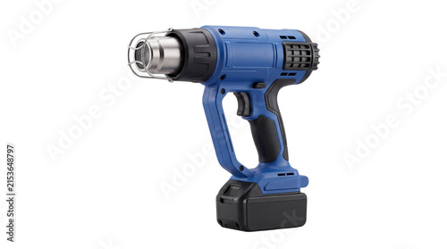 Konstfotografi Blue cordless heat gun with black handle and isolated on png transparent backgro