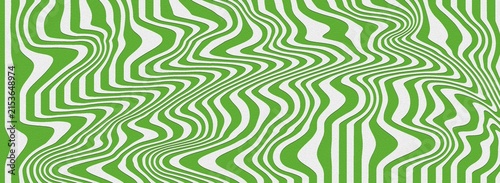 Abstract background featuring a vibrant green and white wavy striped pattern creating a dynamic optical illusion of flowing liquid motion
