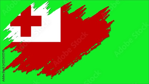 Tonga Flag Grunge Brush Stroke Animation, Tongan National Flag, Tonga Patriotic Motion Background