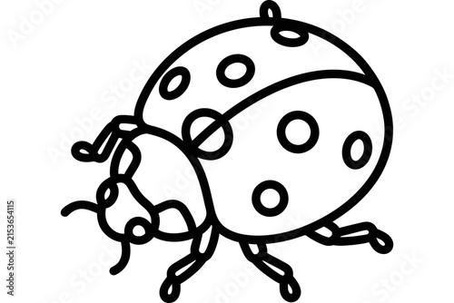 Simple line art drawing of a cute ladybug beetle.