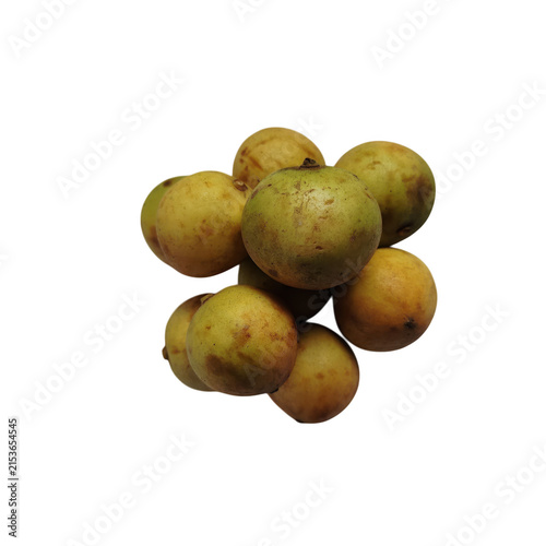 Foto Five golden apples arranged closely together isolated on transparent background