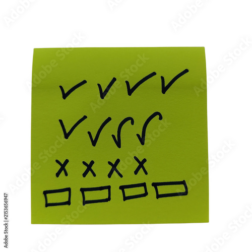 Checklist and task icons on sticky note isolated on transparent background