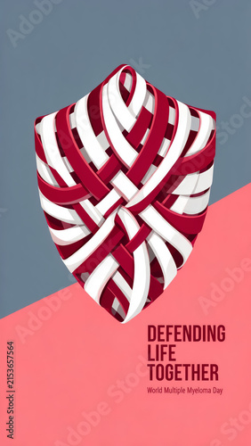 Poster for World Multiple Myeloma Day with Defending Life Together slogan.