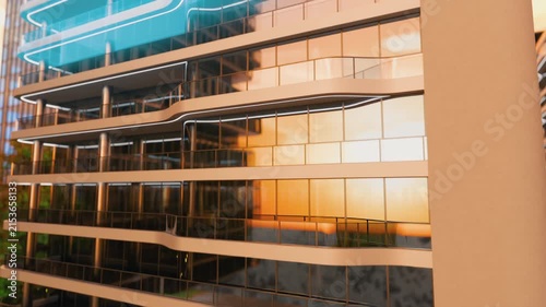 Digital Scanning Effect on Modern Building  3D Architectural Visualization