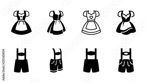 Obraz na płótnie Traditional dirndl and lederhosen outfit icons