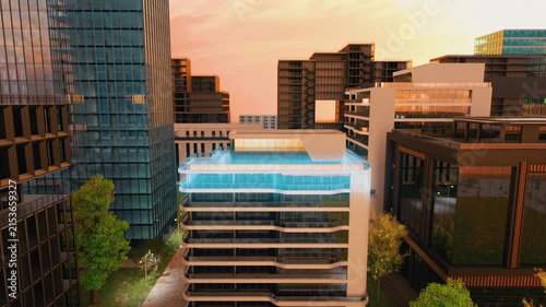 Digital Scanning Effect on Modern Building  3D Architectural Visualization