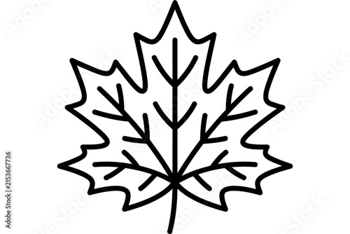 Simple black and white outline icon of a maple leaf.
