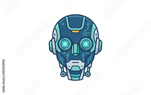 Mechanical Robot Head Vector Illustration