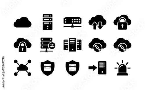 Plakat Minimalist IT and Data Server Icon Set
