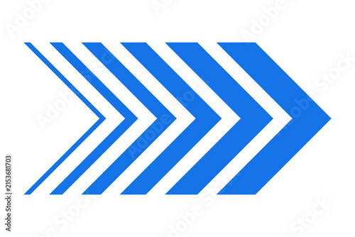 Blue Wide Right Chevron Arrow Icon for Next Step Interface Buttons isolated on transparent background direction right forward next pointer