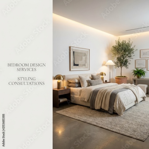 Modern luxury bedroom interior with elegant furniture and soft neutral decor, residential architecture, contemporary home design, premium real estate, stylish lifestyle.