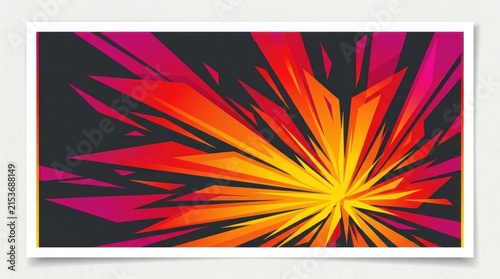 Bright yellow and red geometric explosion starburst