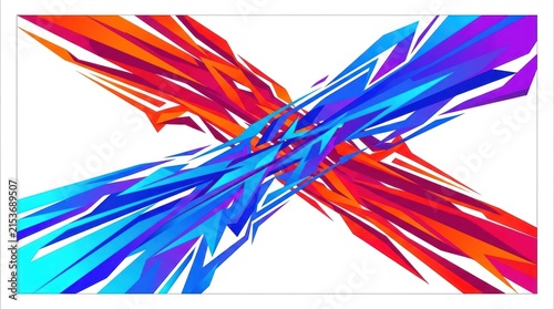 Dynamic blue and orange diagonal geometric streaks