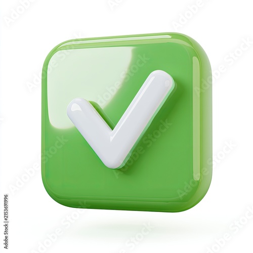 Green Check Mark Icon on a Square Button.