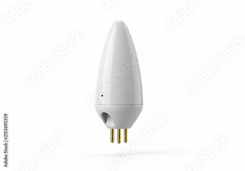 White smart light bulb with gold pins isolated