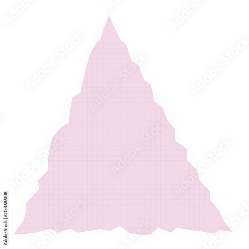 Torn Light Pink Grid Paper Triangle Frame Isolated on White Background Vector Illustration