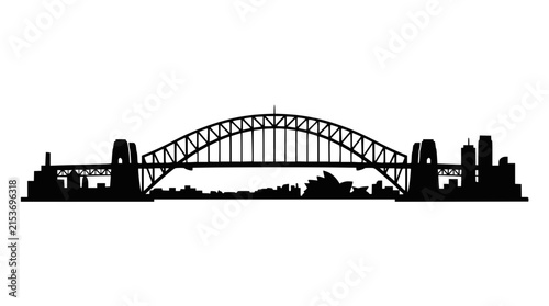 Sydney Skyline Silhouette: Harbour Bridge and Opera House