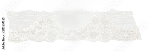 White lace trim ribbon on transparent background