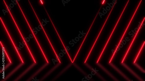 Bright neon red stripes abstract 2d motion background. Seamless looping animation. 4K footage lazer light animation. .