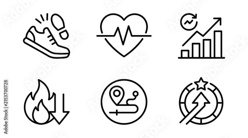 Fitness and Wellness Line Icon Set for Health Tracking