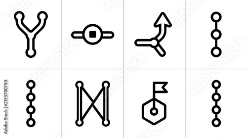 Obraz w ramie Minimalist Version Control and Workflow Icon Set