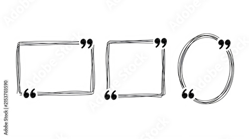 Hand drawn quote bubble frames with quotation marks for text boxes and social media posts