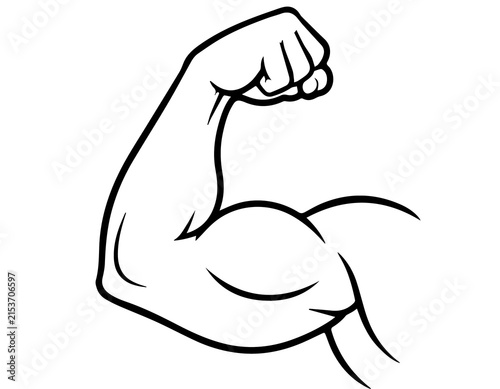 Cuadro en lienzo Strong Arm Muscle Flexing Bicep Line Art Illustration