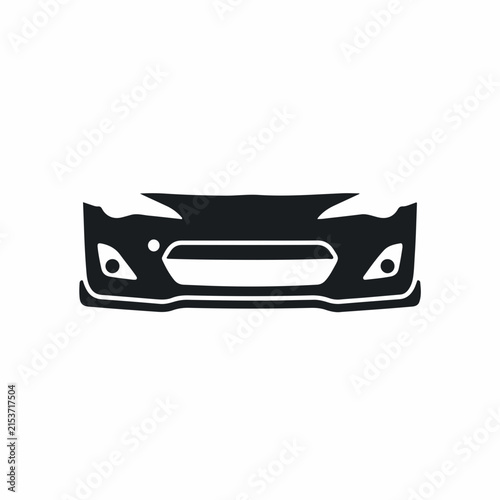 Black Car Front Bumper Isolated.