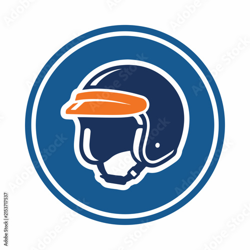 Blue and Orange Racing Helmet Icon.