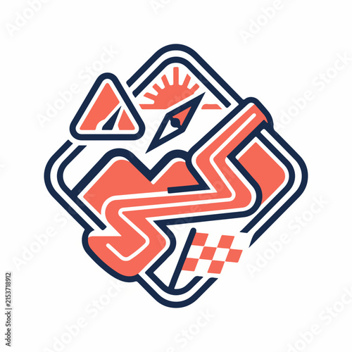 Abstract Geometric Logo Design with Compass and Sun.
