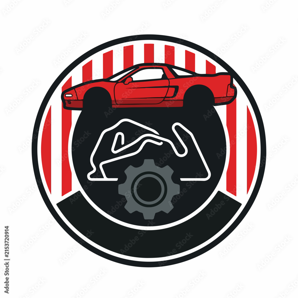 Fototapeta premium Vintage Racing Car and Gear Emblem Design.
